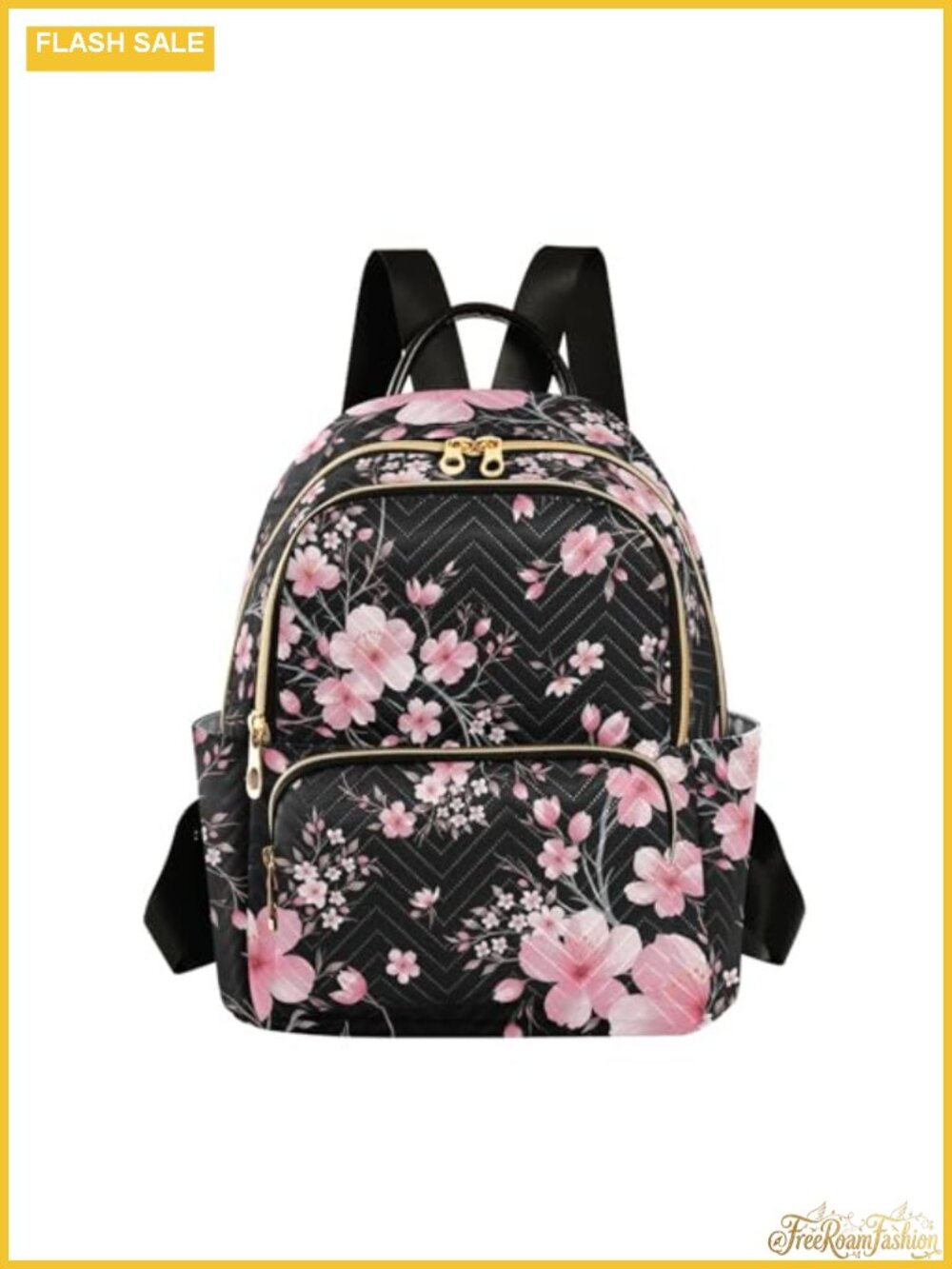 Floral Quilted Small Backpack Purse Women Travel Daypack with Leather Handle